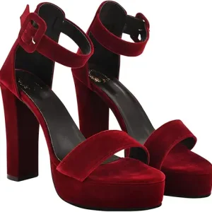 Velvet Block Heels Sandal